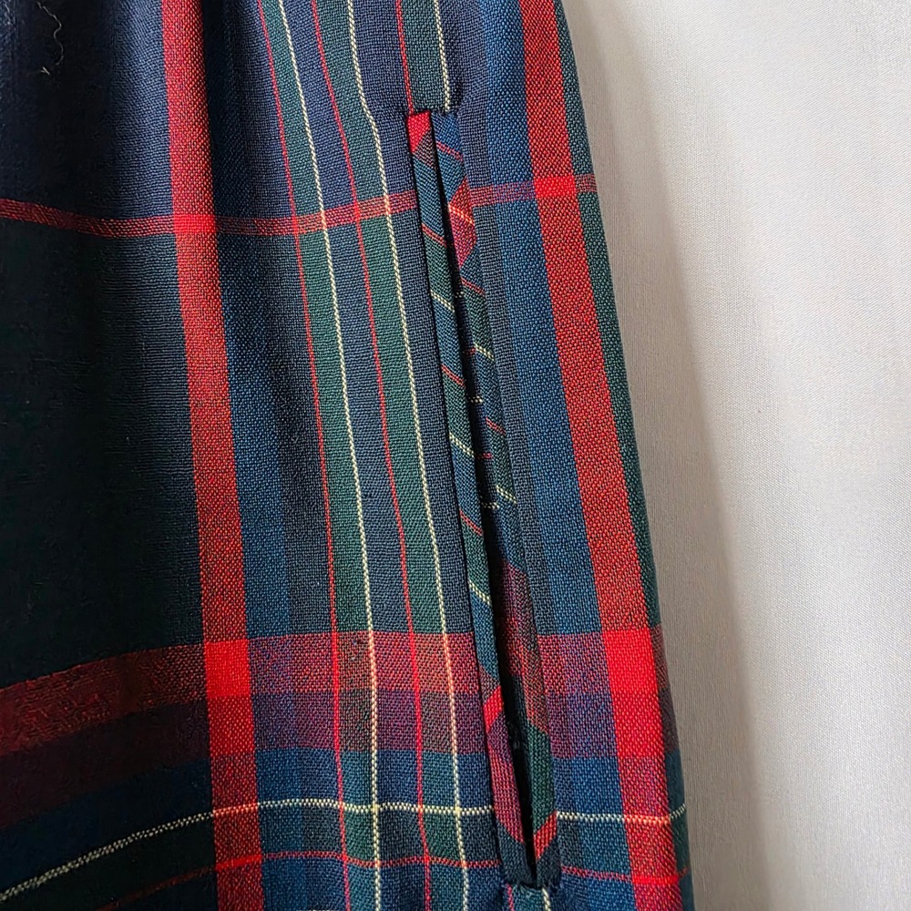 Vintage Pendleton Wool Plaid Midi Skirt Navy Green Red Size 16 Made in USA - Picture 5 of 8